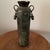 Metal Vintage Cylindrical Metal Patinated Vase/Vessel With Unique Dangling Bell Handles For Sale - Image 7 of 12