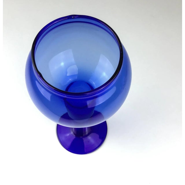 Art Nouveau Vintage Cobalt Blue Glass Vase or Candle Holder For Sale - Image 3 of 7