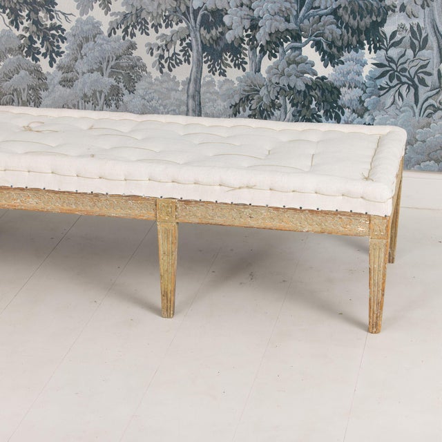 19th C. Swedish Gustavian Period Footstool or Bench in Original Paint For Sale In Wichita - Image 6 of 18