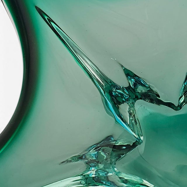 Murano Sommerso Emerald & Aquamarine Sculptural Star Art Glass Bowl 11.25" For Sale - Image 13 of 18