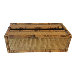 1970s Bamboo Rattan Tissue Box Cover For Sale