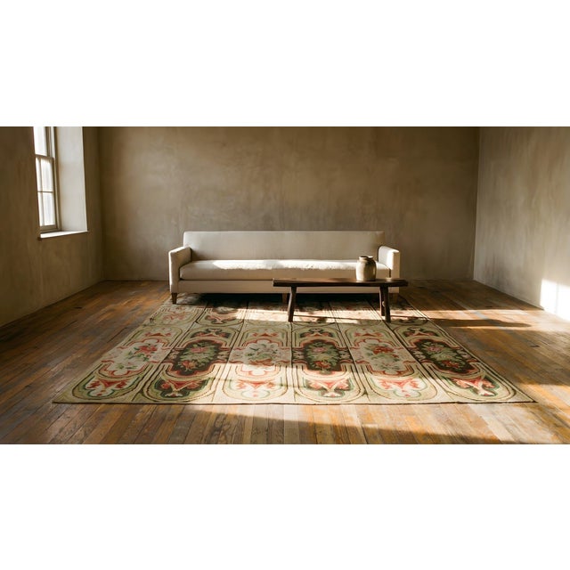 Mid 19th Century Antique Russian Bessarabian Kilim Black Ivory-Brown Floral-Geometric Design Flat Weave Wool Rug For Sale - Image 5 of 7