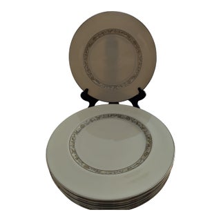 Vintage Lenox 'Springdale' Platinum Trim China Dinner Plates - Set of 8 For Sale