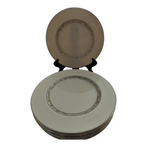 Vintage Lenox 'Springdale' Platinum Trim China Dinner Plates - Set of 8