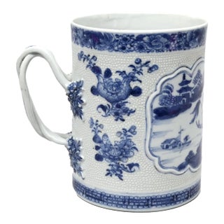 River Scenes in Cobalt: An 18th-Century Chinese Export Porcelain Tankard For Sale