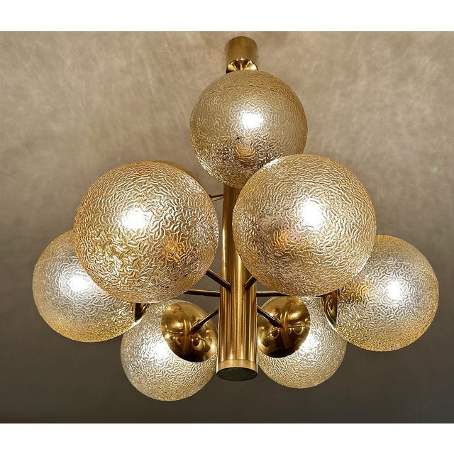 Large Space Age Glass Chandelier, 1970s For Sale - Image 6 of 18