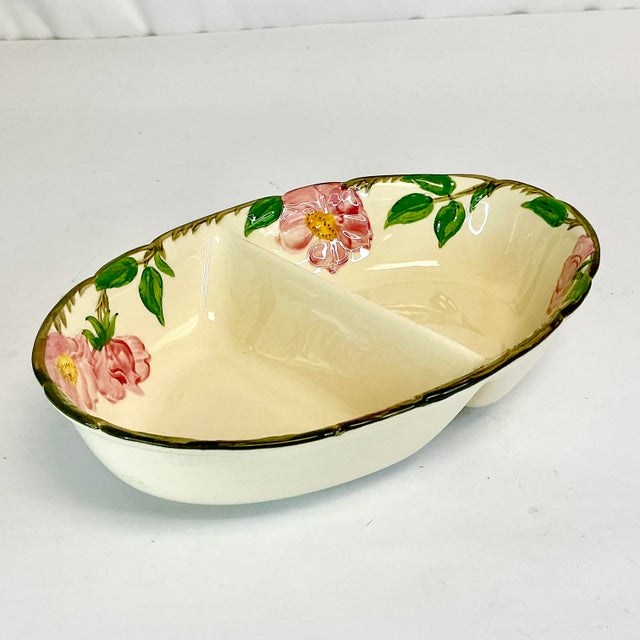 Ceramic Mid-Century Americana Boho Chic Franciscan Desert Rose Oval Divided Serving Bowl For Sale - Image 7 of 10