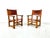 Vintage French Brutalist Castle Armchairs in Oak and Cognac Leather, 1920s, Set of 2 For Sale - Image 13 of 13