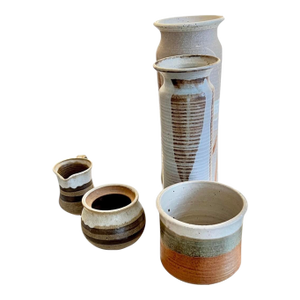 Mid-Century American Studio Stoneware Vase and Vessel Set of 5