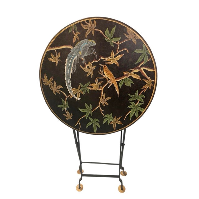 Vintage Italian Hand-Painted Chinoiserie Tray Table by Ganci & C. For Sale In West Palm - Image 6 of 11