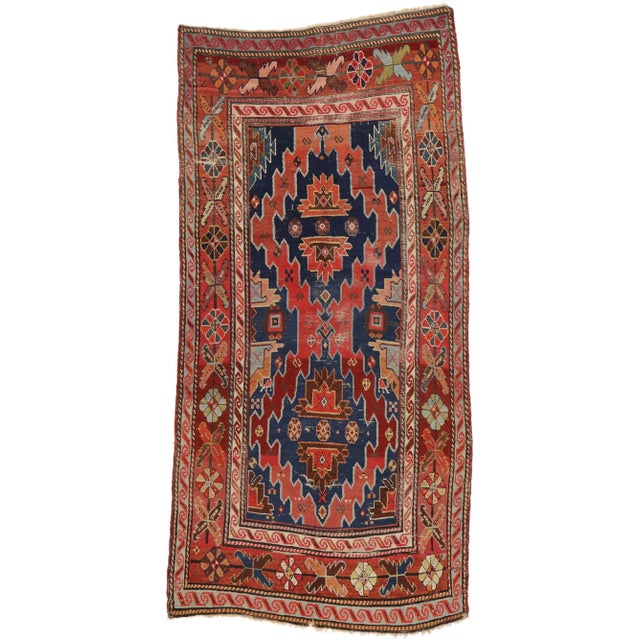 Late 19th Century Antique Russian Caucasian Kazak Rug, 04'00 X 08'00 For Sale - Image 9 of 9