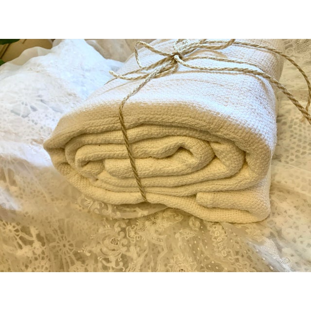 Lauren by Ralph Lauren Classic Knits Cotton Queen 90” X 90” Bed Blanket Usa Made Off White Color, Waffle Weave Pattern For Sale - Image 12 of 12