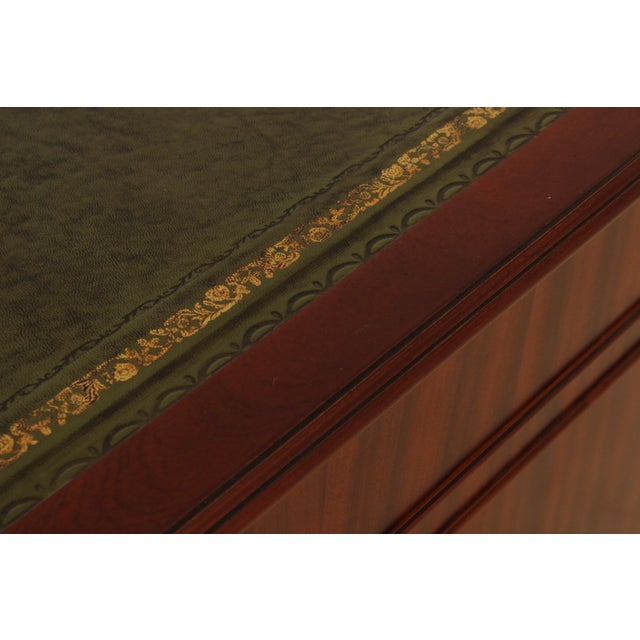 English Green Leather Top Mahogany Executive Desk For Sale - Image 13 of 18