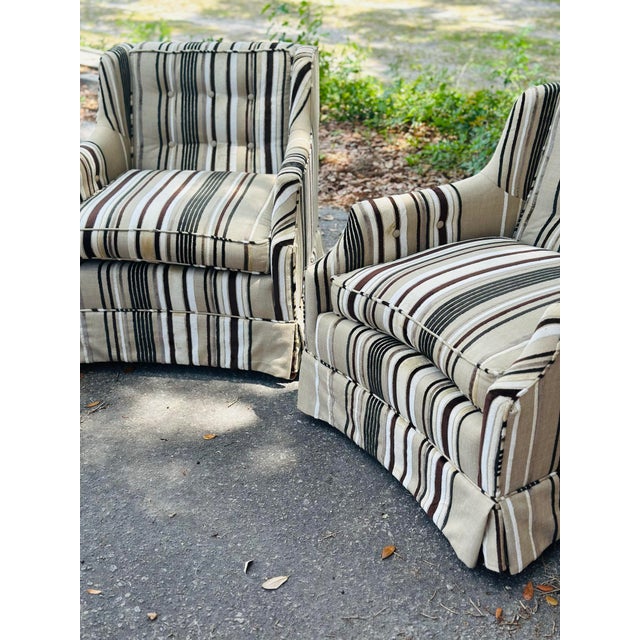 1960s Vintage Pair of Club Chairs, Reupholstered For Sale - Image 5 of 8