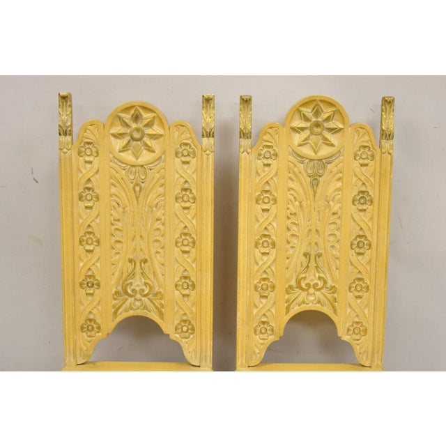 Beige Gothic Renaissance Revival Painted Hall Altar Console Table Chair Set - 4 Pc Set For Sale - Image 8 of 12