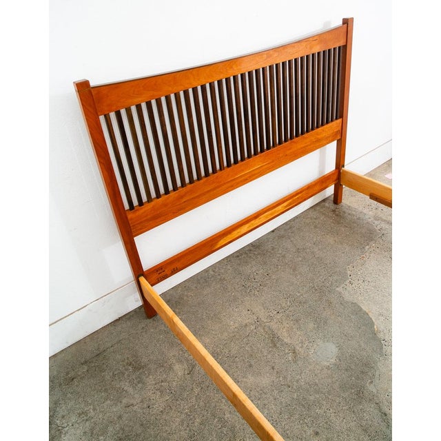 1960s Mid Century Modern Headboard Bed Frame Stickley Queen Sz Walnut Cherry Vintage For Sale In Sacramento - Image 6 of 12