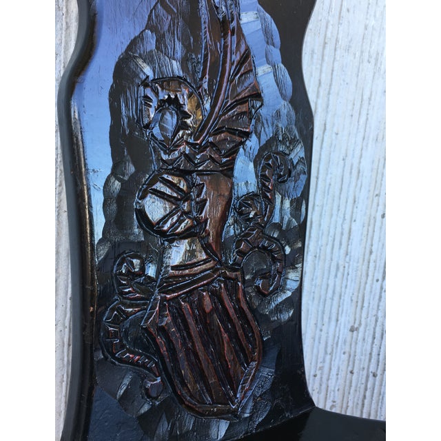 Vintage Spanish Sgabello Carved Side Chair or Stool For Sale - Image 10 of 11