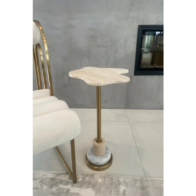 Elliniko Free Form Travertine and Marble Side Table For Sale - Image 4 of 6