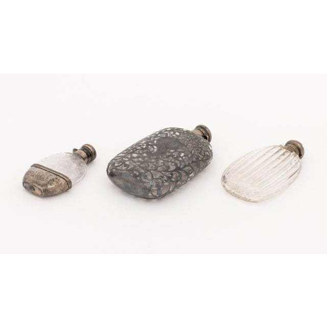 Collection of Three American Art Nouveau Silver and Cut Crystal Flasks For Sale - Image 15 of 15