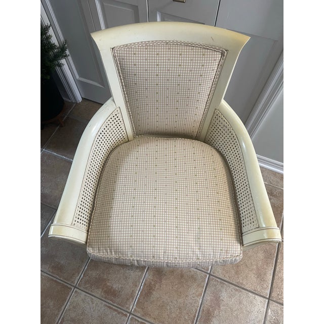 Wood Late 20th Century Beautiful Upholstered and Caned Chair For Sale - Image 7 of 12