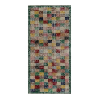 1960s Vintage Zeki Müren Art Deco Rug With Geometric Patterns For Sale
