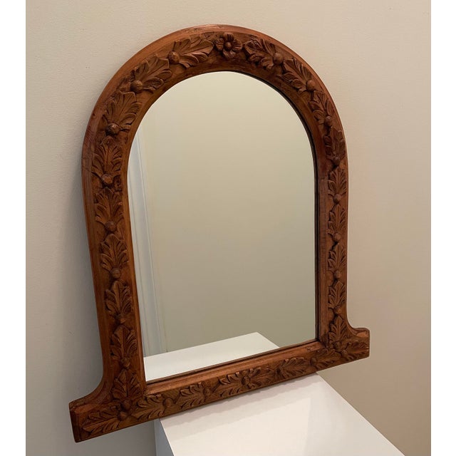 French Provincial Late 19th Century French Provincial Hand-Carved Arched Mirror Circa 1890 For Sale - Image 3 of 7