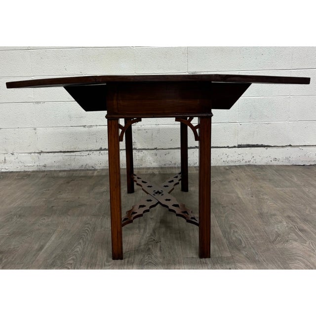 Wood Antique George III Chippendale Style Mahogany Drop Leaf Table For Sale - Image 7 of 12