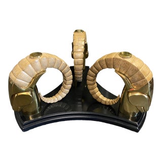 Mid 20th Century Drexel Heritage Brass Ram Head Neo Deco Coffee Table Base Only For Sale