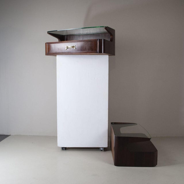 Bedside Tables with Glass Top by Osvaldo Borsani, 1960s, Set of 2 For Sale - Image 9 of 11