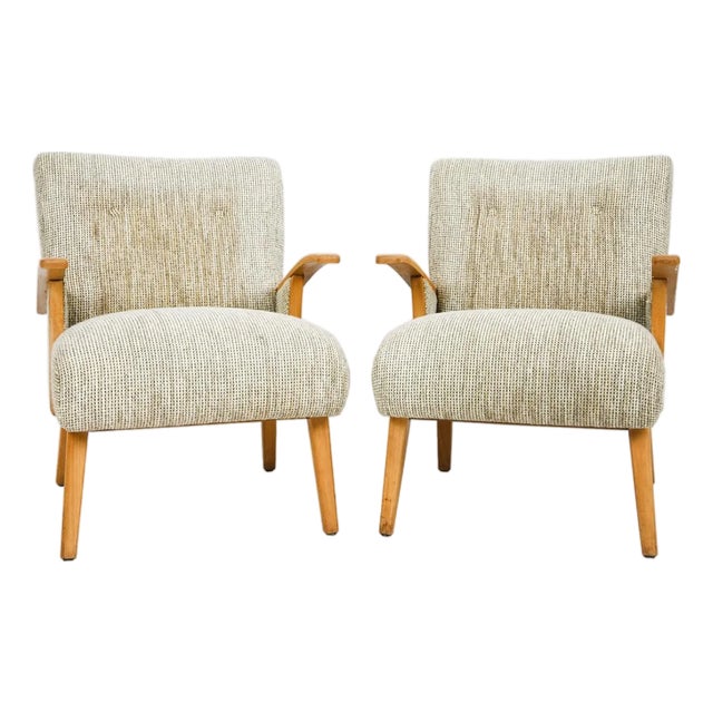 Scandinavian Modern Beech Lounge Chairs - A Pair For Sale