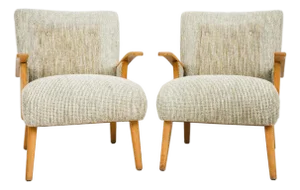 Scandinavian Modern Beech Lounge Chairs - A Pair