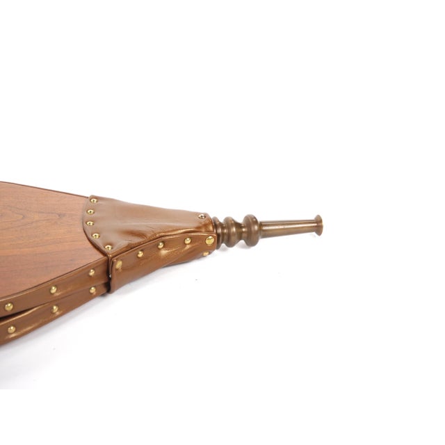 French French Carved Walnut Forged Iron & Leather Fireplace Bellows For Sale - Image 3 of 10