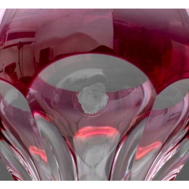 Val St. Lambert Red Cut Crystal Wine Glasses, 8 For Sale - Image 10 of 11