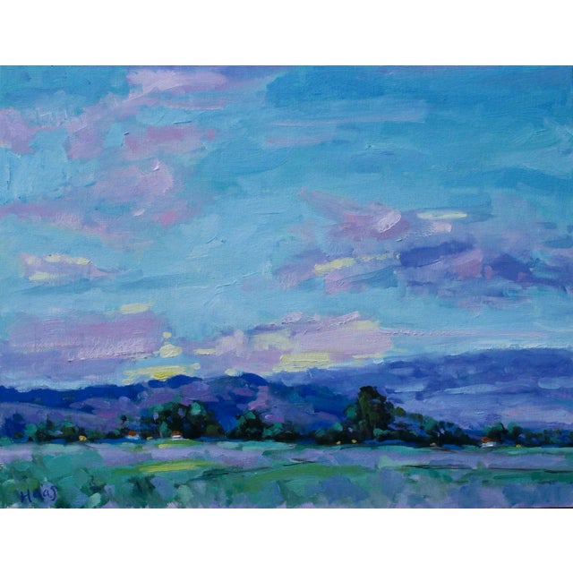 Creamsicle Sky, Impressionist Oil Painting Landscape For Sale