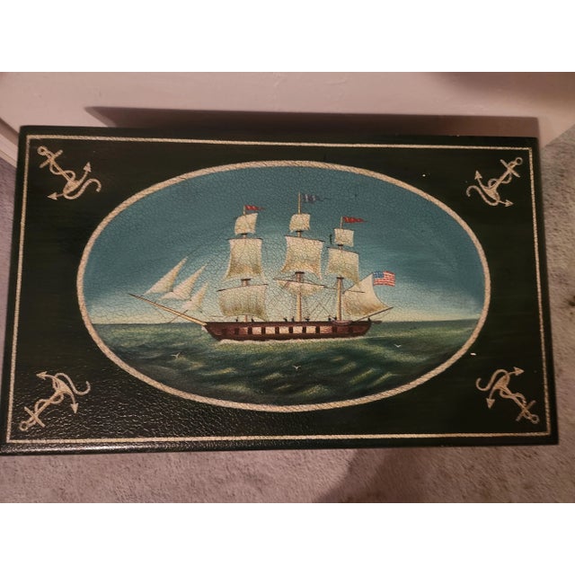 Nautical Themed Small Vintage Maitland Smith Campaign Style Trunk For Sale - Image 11 of 17