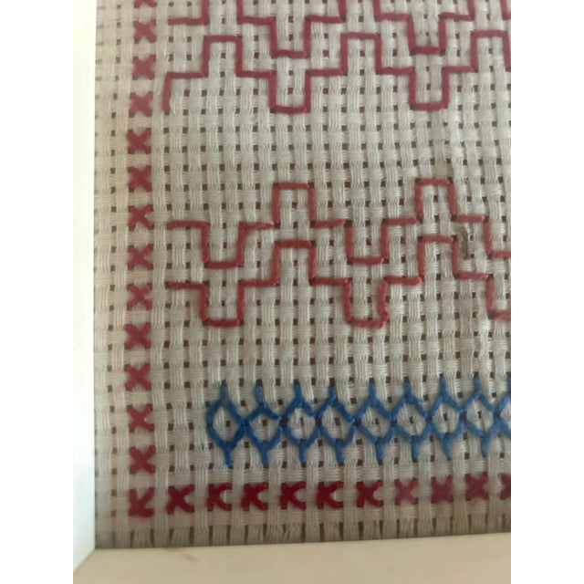 Wood Mid 20th Century Swedish Sampler Americana Embroidery, Framed For Sale - Image 7 of 8