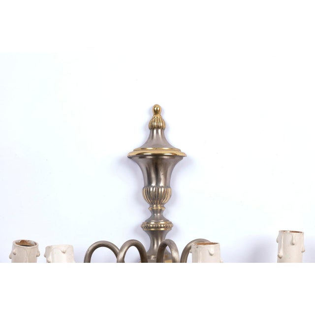 1970s Directoire Style Gilt & Silver Brass Wall Sconces, 1970s, Set of 2 For Sale - Image 5 of 12