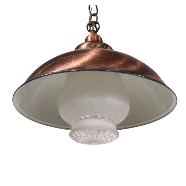 Mid 20th Century Kitchen Chandelier Copper Finish With Glass Shade by the Progressive Mfg.Co. For Sale - Image 11 of 14