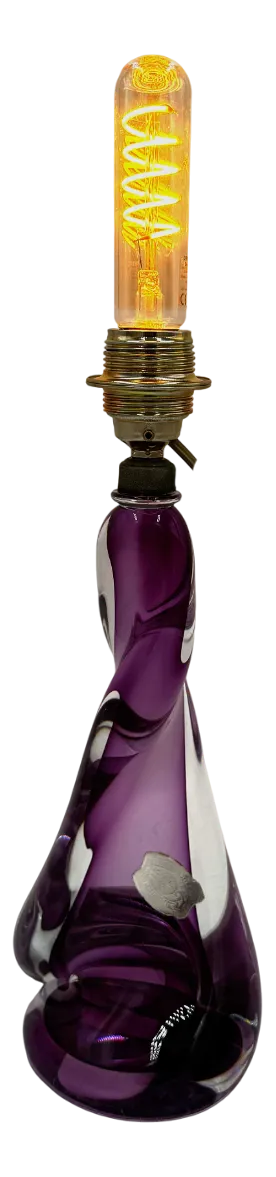 Eclair Table Lamp in Violet and Clear Crystal from Val Saint Lambert, 1960s
