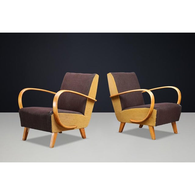 Art Deco Bentwood Lounge Chairs by Jindřich Halabala, 1940s, Set of 2 For Sale - Image 16 of 17