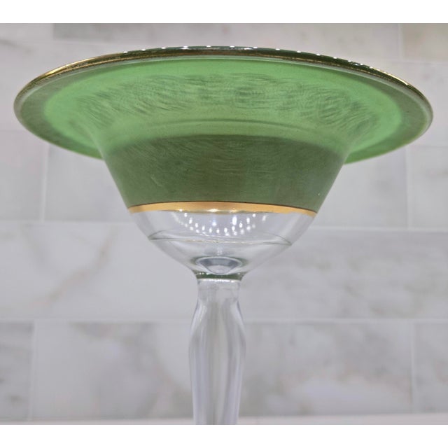 Art Deco 1930s Bohemian Green & Gold Compote, Moser Style For Sale - Image 10 of 11