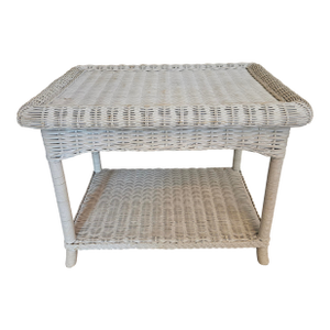 Vintage White Wicker Table