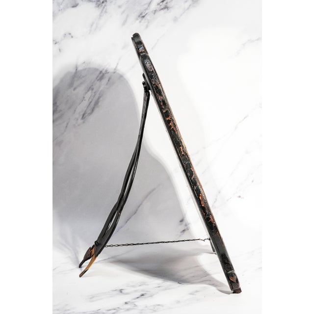 Wonderful Large Antique Chinoiserie Japanned Dressing Table Mirror Asian Lacquer Hand Painted Home Decor For Sale - Image 14 of 18