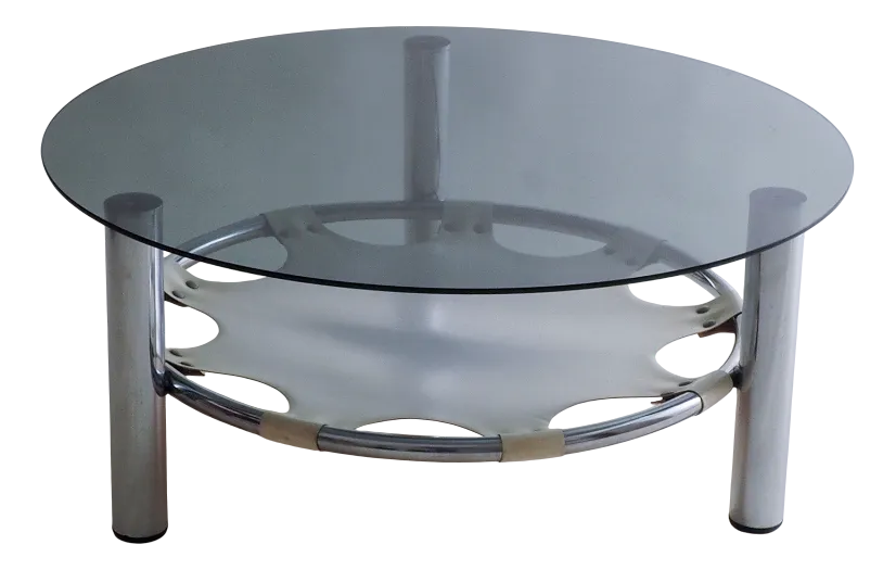 Space Age Glass and Chrome Coffee Table | Chairish