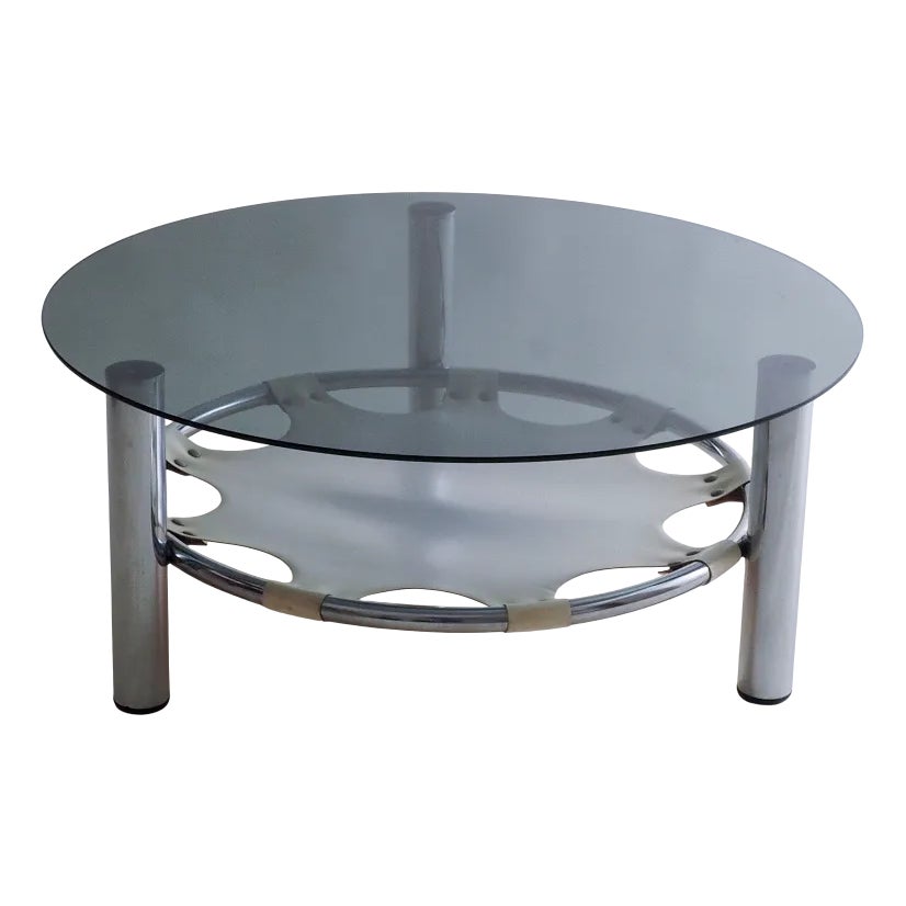 Space Age Glass and Chrome Coffee Table | Chairish