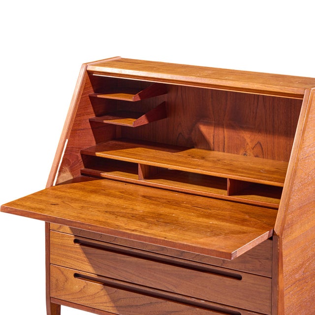 Brown Kai Kristiansen for Tørring Møbelfabrik Mid Century Danish Teak Secretary Desk For Sale - Image 8 of 9