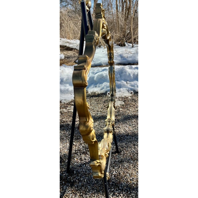 1980s Rococo Revival Wall Mirror French Gilt Gold Shellwork & Scrolls 43" Wide For Sale In Providence - Image 6 of 7