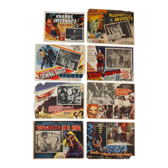 1950s Fantastic Collection of 8 Original and Rare Mexican Wrestling Movie Posters For Sale