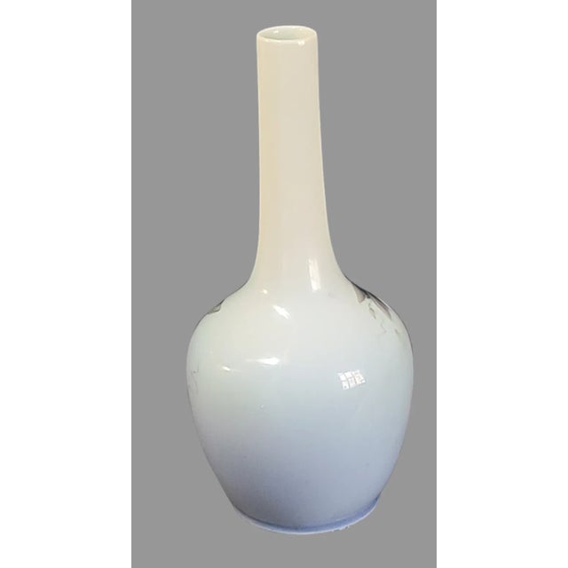 Mid-Century Modern Vintage Royal Copenhagen Denmark Blue & White Porcelain Floral Morning Glory Bud Vase For Sale - Image 3 of 5