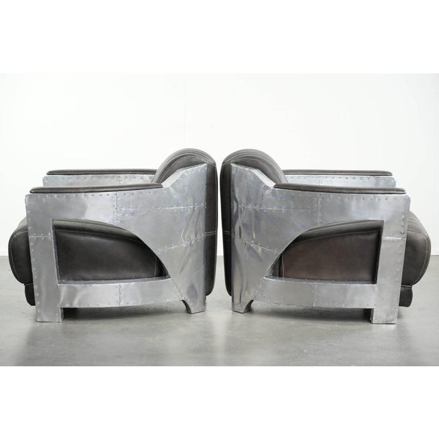 Industrial Black Cowhide Aviator Chairs, Set of 2 For Sale - Image 5 of 17